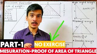 Mensuration  Area of Triangle Part1  Proof of formula  SEE C Maths 2077 [upl. by Eitnom]