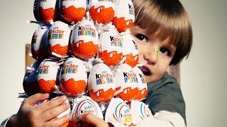 Sammie is opening 10 Kinder Surprise Eggs our Kinder Christmas Tree​​​ [upl. by Marabelle543]