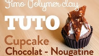 TUTO FIMO Cupcake NOUGATINE Chocolat amp Caramel  Polymer clay Cupcake Tutorial [upl. by Sayce]