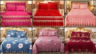 Contemporary Style Polyester Bed Skirt Set With Embossed Butterfly Knot Design2024 [upl. by Acenahs2]