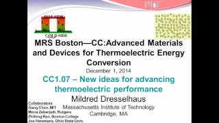 Mildred Dresselhaus  New Ideas for Advancing Thermoelectric Performance [upl. by Eiryk]