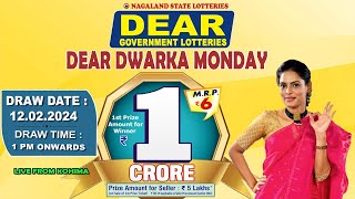 DEAR DWARKA MONDAY WEEKLY DRAW TIME 1 PM DRAW DATE 12022024 NAGALAND STATE LOTTERIES [upl. by Noroj294]