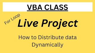 Excel VBA  VBA For Loop  Project Data Distributor  MISSupportJunction [upl. by Tiersten]