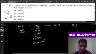 1 gram of sodium hydroxide was treated with 25 mL of 075 M HCl solution the mass of sodium hydroxi [upl. by Kcinemod]