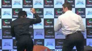 SRK  Hugh Jackman At FICCI Frames 2011 Unplugged  Bollywoodhungamacom [upl. by Ahola8]