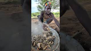 Hadzabe tribe prepare their favorite meal in Forest hadzabetribe villagelife favoritefood food [upl. by Roath]