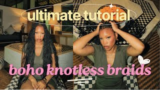 boho braids hair tutorial 2024  DETAILED  knotless style [upl. by Varick863]