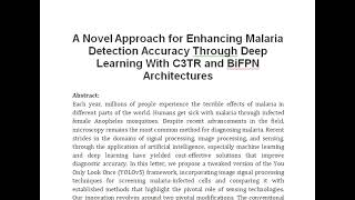 A Novel Approach for Enhancing Malaria Detection Accuracy Through Deep Learning With C3TR and BiFPN [upl. by Gomer]