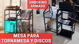 Mesa para tornamesa con estantería para discos de vinilo  Unboxing y Armado [upl. by Ellinet124]