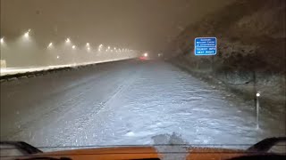 Trucking at Night in the Rockies With a Light Trailer During a Snow Storm First Snow Trip [upl. by Ailedroc]