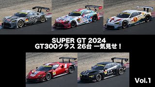 【スーパーGT2024】GT300クラス参戦マシン26台見せます！ Vol1 [upl. by Akcirderf501]