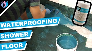 How to waterproof a shower floor shower pan and curb [upl. by Eanwahs629]