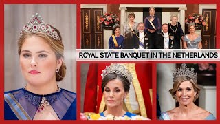 Princess Amalia attended ROYAL BANQUET in the NETHERLANDS in honor of King Felipe and Queen Letizia [upl. by Brander]