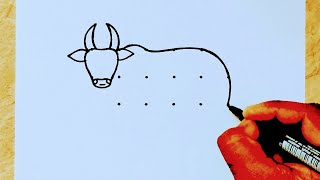 How to draw a Cow from dots easy  Easy Cow drawing  Cow Rangoli  Mattu pongal kolam [upl. by Ramalahs]