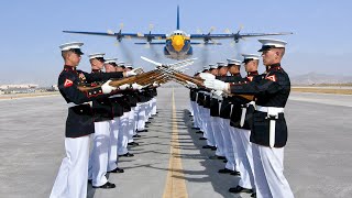 Massive Blue Angels Plane Low Pass During US Marines Silent Drill Platoon [upl. by Morril549]