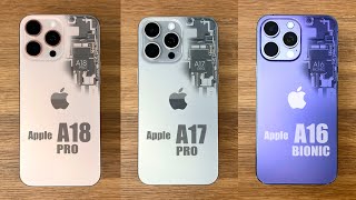 iPhone 16 Pro vs 15 Pro vs 14 Pro SPEED Test  A18 Pro vs A17 Pro vs A16 Bionic [upl. by Struve849]