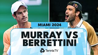 Andy Murray vs Matteo Berrettini Entertaining Match Highlights  Miami 2024 [upl. by Ahsekam]