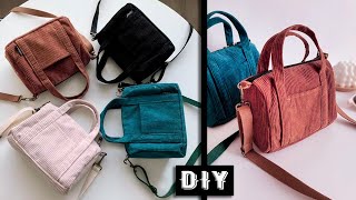 DIY Bag Making From Cloth Velvet Zip Bag with Pockets Design [upl. by Enel]