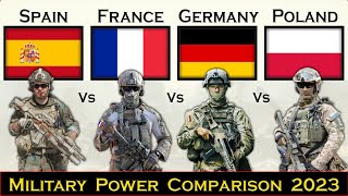 Spain vs France vs Germany vs Poland Military Power Comparison 2023 [upl. by Schafer974]