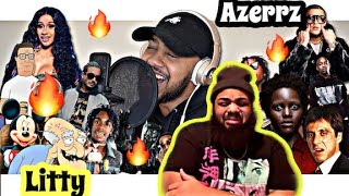 AZERRZ  Hit Rap Songs in Voice Impressions 2  REACTION [upl. by Ecyor]