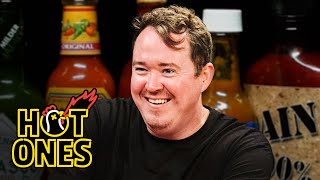 Shane Gillis Pounds Milk While Eating Spicy Wings  Hot Ones [upl. by Thorlie277]