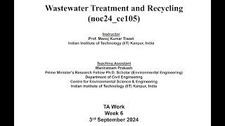 Wastewater Treatment And Recycling week 6 [upl. by Ecirpak786]