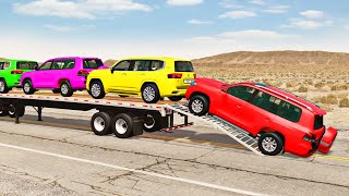 Flatbed Truck Mcqueen  Transportation with Truck  Pothole vs Car 207  BeamNGDrive [upl. by Assenar142]