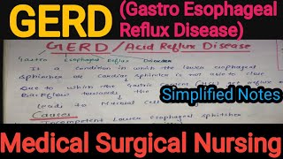 Notes Of GERDGastro Esophageal Reflux Diseasein Medical Surgical Nursing in HindiBsc NursingGnm [upl. by Burack]