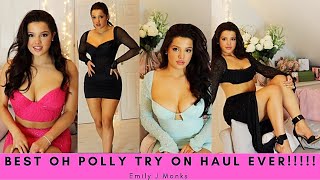 MOST GLAMOROUS OH POLLY MINI DRESS TRY ON HAUL FOR THE HOLIDAYS BLACK FRIDAY SALE EMILY MONKS ❤️ [upl. by Mossolb]