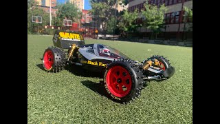 Tamiya Avante Black Special 2011 on Astroturf 135T Outlaw Brushless Motor amp 74V 2s Lipo [upl. by Sobmalarah]