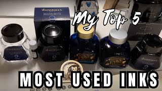 My Top 5 Most Used Fountain Pen Inks fountainpenink  Waterman Diamine [upl. by Adiesirb]