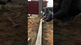 How to install a sidewalk curb 🦾 landscape pavers construction work sidewalk garden [upl. by Anada669]