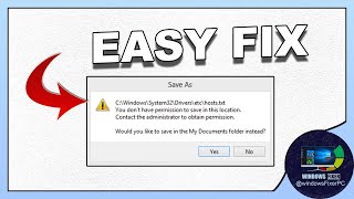 Resolving You Dont Have Permission to Save in This Location Issue A Tutorial and Fix Guide [upl. by Annoit144]