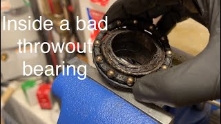 Inside a bad throwout bearing Good vs bad release bearing why it should be fixed how to diagnose [upl. by Annai520]