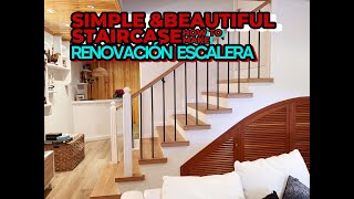 Renovación escalera Simple amp beautiful staircase staircase renovation handrails diywoodwork [upl. by Kcaj]