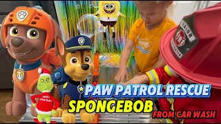 PSI PATROL RATUJE SPONGEBOBA Z MYJNI GRINCH Paw Patrol Saves SpongeBob From Car Wash [upl. by Bomke405]