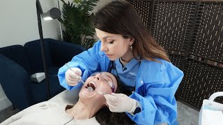 ASMR Real Person Dental Exam  TMJ Massage Teeth Brush Whitening Assessment  Unintentional Style [upl. by Wilkins]