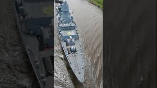 German frigate SACHSEN in Kiel Canal  May 25 2021  Shorts [upl. by Ralat]