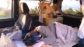 【車中泊のひとり旅】小さな軽自動車に引きこもりソロキャンプ Car camping [upl. by Naujuj262]