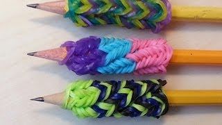 RAINBOW LOOM PENCIL GRIP  How to make EASY [upl. by Ahsenwahs]