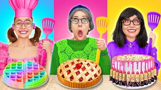 GRANNY VS ME VS MOM COOKING CHALLENGE  Funny Kitchen Hacks by 123GO FOOD [upl. by Aehcim]