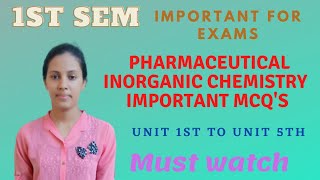 Pharmaceutical inorganic chemistry 1 semester mcq  B pharmacy 1st semester  Perfect pharmacy [upl. by Latricia]