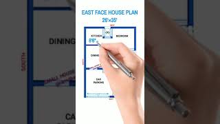 26×35 East Facing Plan 26×35 House Plan 2Bhk घर का नक्शा shorts houseplan homeplan ytshorts [upl. by Nareht314]