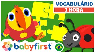 Desenhos Educativos para Crianças  aprender animais jogando com Larry  1 Hora  BabyFirst Brasil [upl. by Amuh]