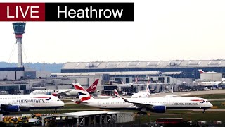 🔴London Heathrow Airport Live Crosswind Landings Emirates Dubai A380 British Airways A350 [upl. by Rhea]