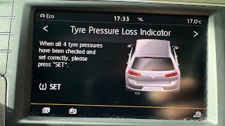 VW Golf TPMS Reset Tyre Pressure Loss Indicator MK7 2016 [upl. by Stoneman369]