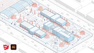 HOW TO Birds Eye Axonometric Diagram with SketchUp and Illustrator [upl. by Pantin]