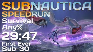 SUBNAUTICA BEATEN IN UNDER 30 MINUTES  Subnautica Speedrun  Survival Any 2947 FWR [upl. by Nnylharas]