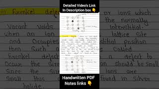 Crystal Defect  Schottky defect and Frenkel defect ionicbond chemistry bscnotes [upl. by Christoforo]