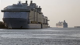 LARGEST CRUISE SHIP IN THE WORLD Leaving Port of Civitavecchia  Symphony Of The Seas  4 MORE [upl. by Inasah]